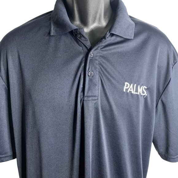 Palms Las Vegas Polo Shirt M Black Knit Embroidered Short Sleeve Three Button - Picture 2 of 6
